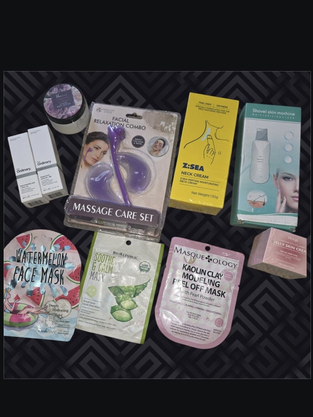 Facial Massage Care Set + Clay Peel-Off Mask - Purple & Pink